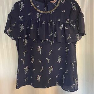 Juicy Couture Blue Ruffled Embellished Blouse